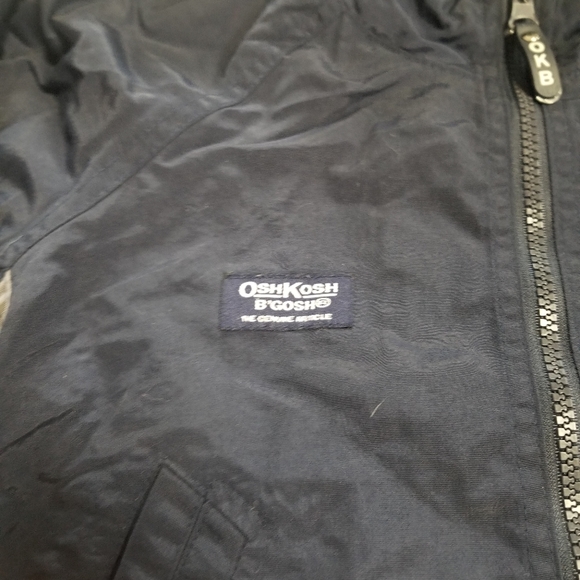 OshKosh Bosh Dark Blue Gray Classic Hoodie Jacket Pockets WindBreaker Spring 4 - Picture 4 of 8